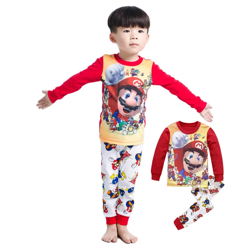 Детская одежда для сна из хлопка с супер Марио мальчиков пижама топ + штаны