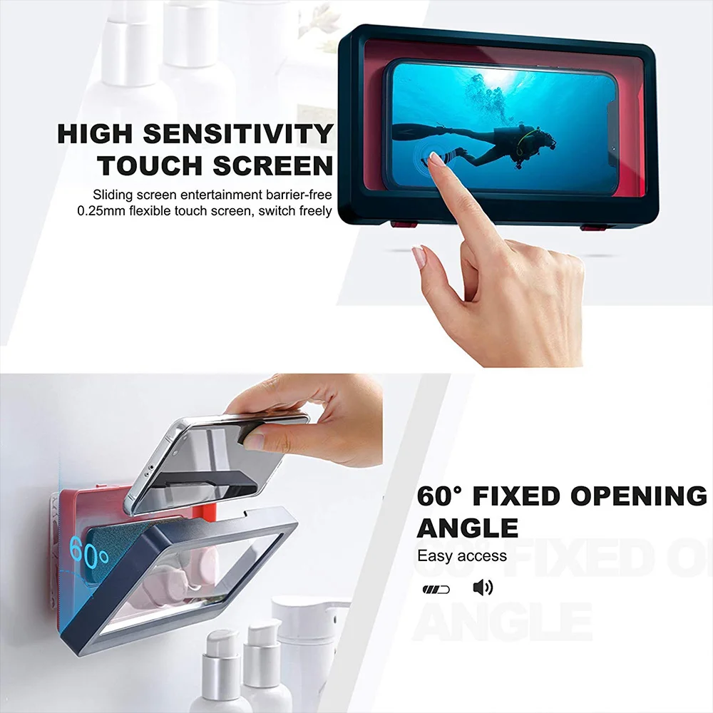

Phone Holder Waterproof Case Box All Covered Phone Storage Box Self-adhesive Touch Screen Phone Shell Shower Sealing