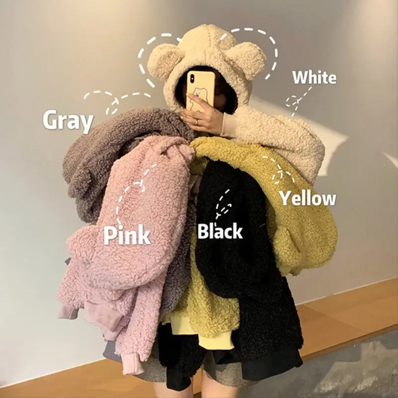 Женские толстовки свитшоты свитер женский свободный топ с медвежьими ушками
