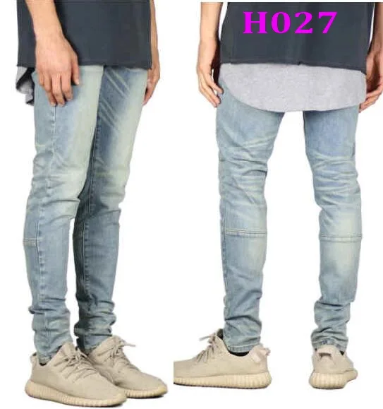 European American High Street Hip-Hop Big Hole Male Jeans Zipper Graffiti Men Jeans Pencil Denim Pants Multi-Style