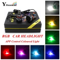 yituancar 2pcs led car headlight bulb styling source rgb coloured app control 24w 6000k h1 h7 h11 9005 9006 h4 front fog daylamp