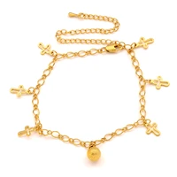 jesus leg chain charm anklet of ball stone cross foot chain gold color jewelry wedding party ankle