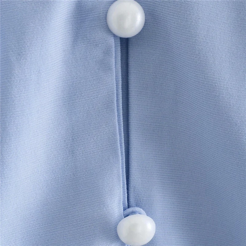 

Vogue Casual Woman Blue Slim V Neck Short Tops Tide Spring Sweet Ladies Long Sleeve T-shirt Girls Y2K Strapless Crop Tops