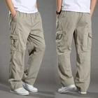 Брюки-карго мужские с эластичным поясом, Модные Повседневные Удобные мешковатые прямые штаны с несколькими карманами, джоггеры, большие размеры 6XL