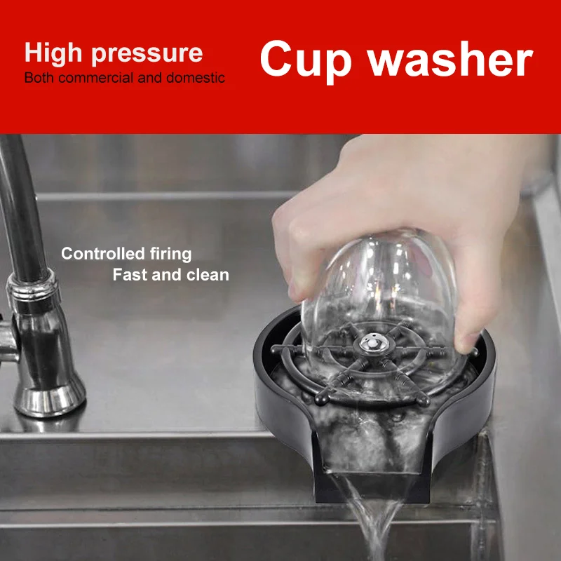 

Automatic Household Kitchen Cup Washer Faucet Glass Washer Bar Counter Coffee Maker High Pressure Cleaning Cup Tool Accessories