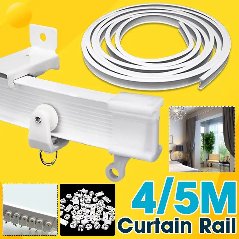 1M/2M/3M/4M/5M/6M Flexible Ceiling Curtain Track Bendable Window Rod Rail Straight Curve Curtain Accessories Kit Home Decor