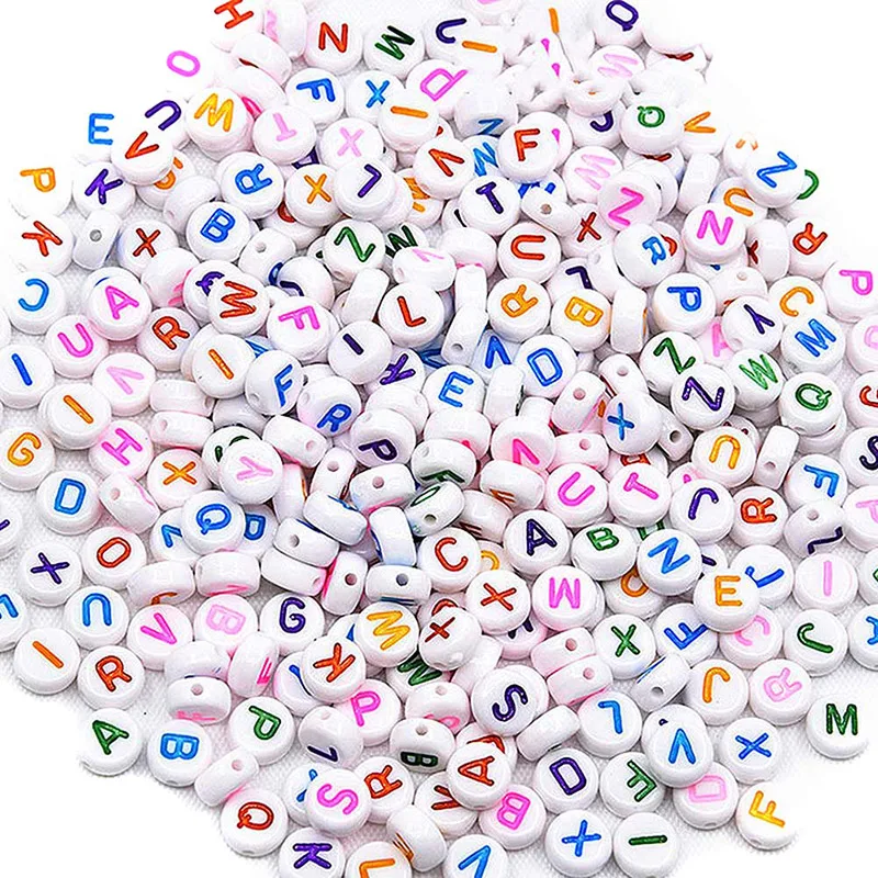 DIY квадратные круглые акриловые бусины алфавита россыпью для изготовления