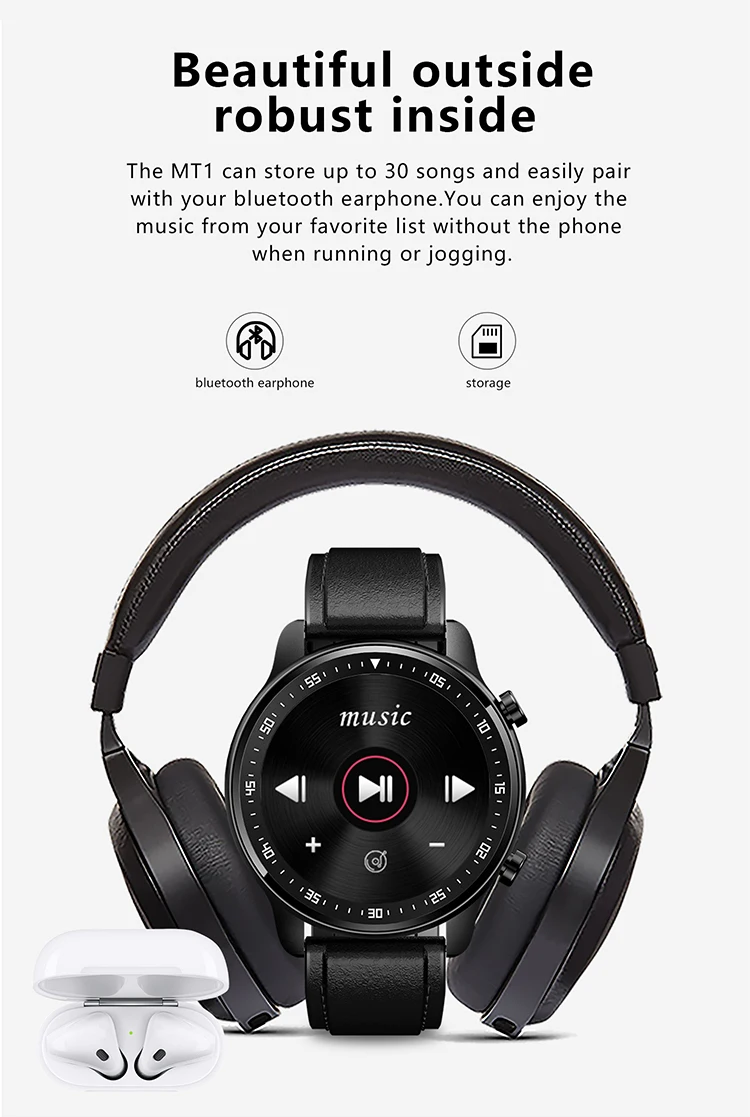 MT1 Smart watch Bluetooth Call Play Music Switchable Dial Men Heart Rate Fitness Tracker Waterproof Wearable Devices VS DT78 L11 |