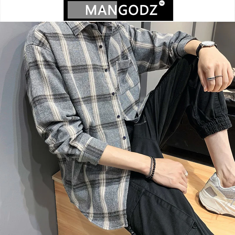 

Men Oversized Plaid Shirt Long Sleeve Korean Fashions Button Up Male Shirts Business Casual Camisa Masculina Plus Size M-5xl
