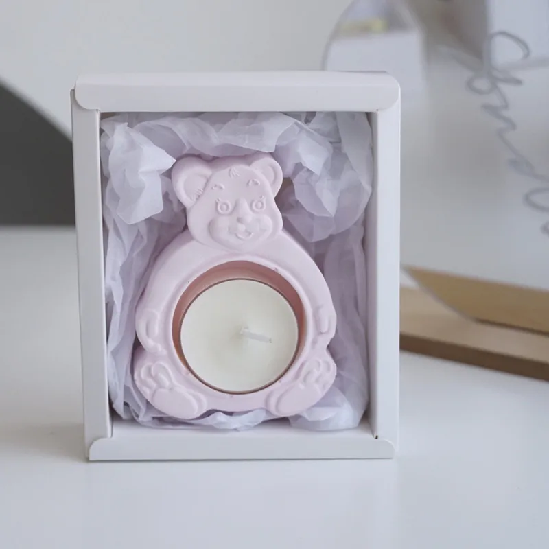 

Concrete Cement Molds for Tea Light Holder Silicone Plaster Candle Holder Molds Cute Bear Storage Tray Molds Candle