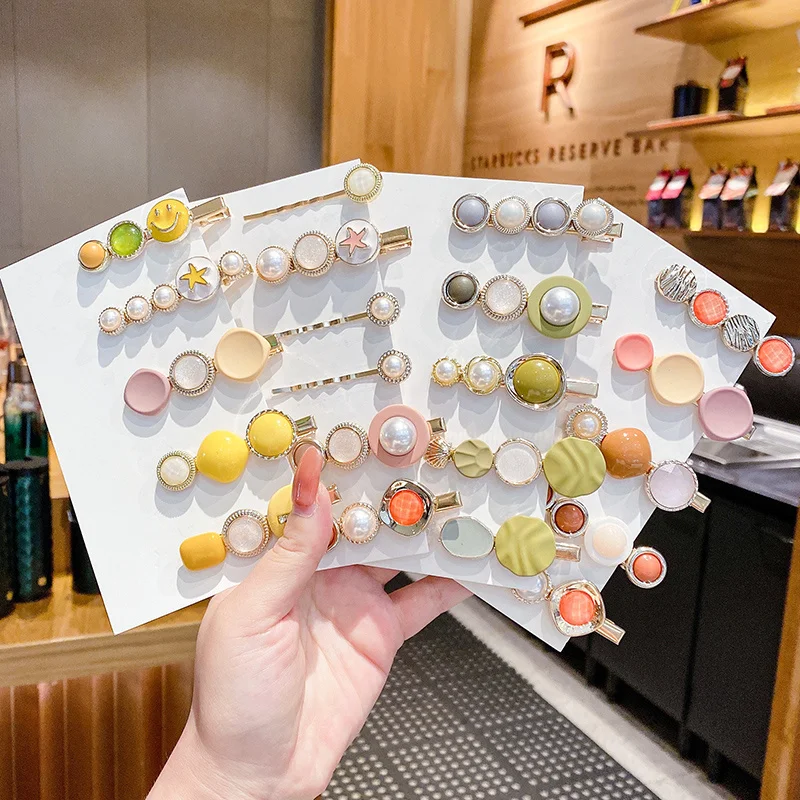 

5/10PCS/SET New Elegant Pearls Metal Hair Clips Laddies Sweet Barrettes Hairpins Colorful Headwears Fashion Hair Accessories
