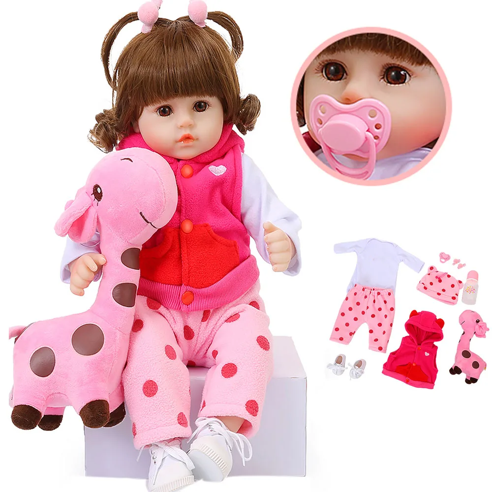 

19â€˜â€™ Reborn Baby Doll 47cm Soft Silicone Newborn Toddler Babies Dolls Realistic MuÃ±eca renacida With Giraffe Toys For Kids Xmas