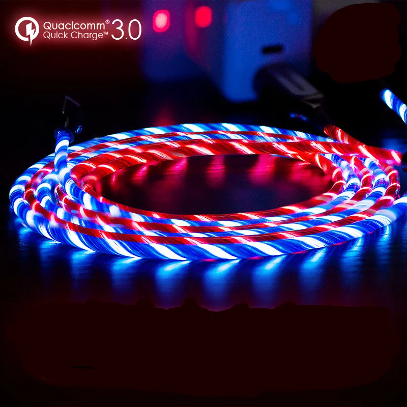 USB кабель Тип C Micro для Xiaomi Redmi Note 8 Note7 7 K20 LED светящийся Мобильный телефон Кабели