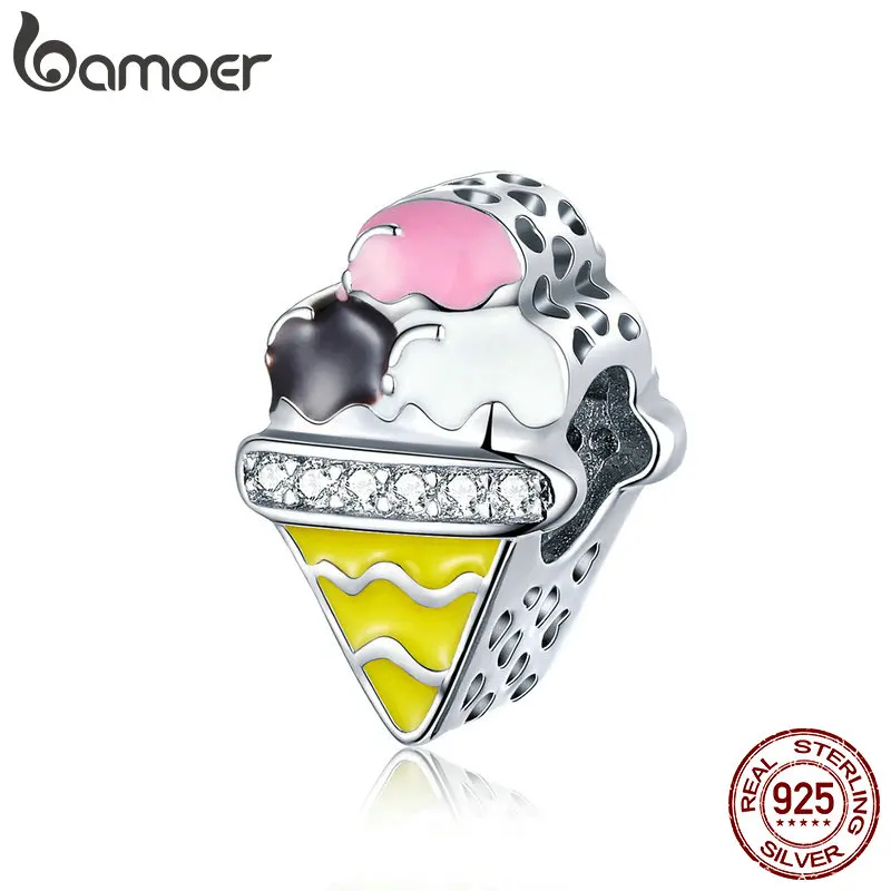 BAMOER, натуральная 925 пробы, серебро, цветные бусины в форме мороженого, очаровательные, подходят для модных браслетов, браслеты, роскошные ювелирные изделия SCC1129