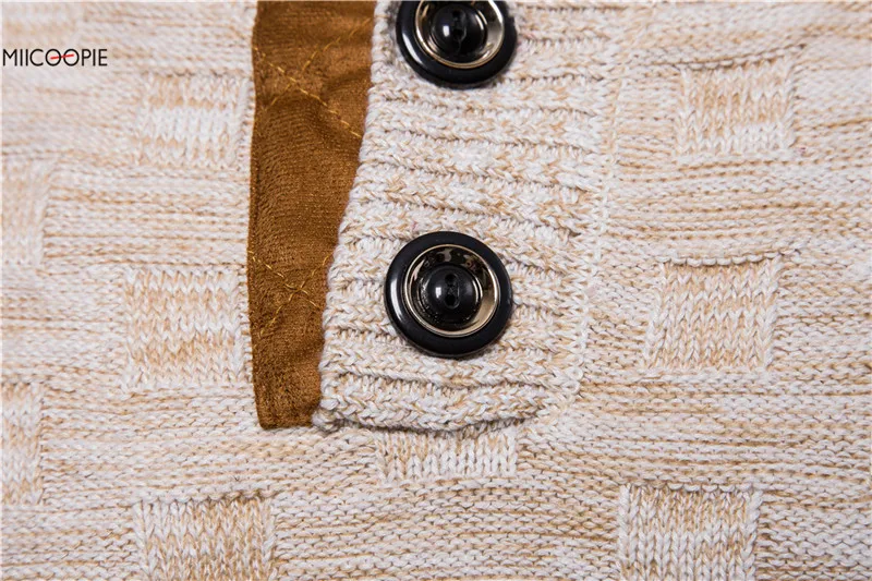 Мужской осенний пуловер для отдыха Однотонный свитер с воротником и пуговицами