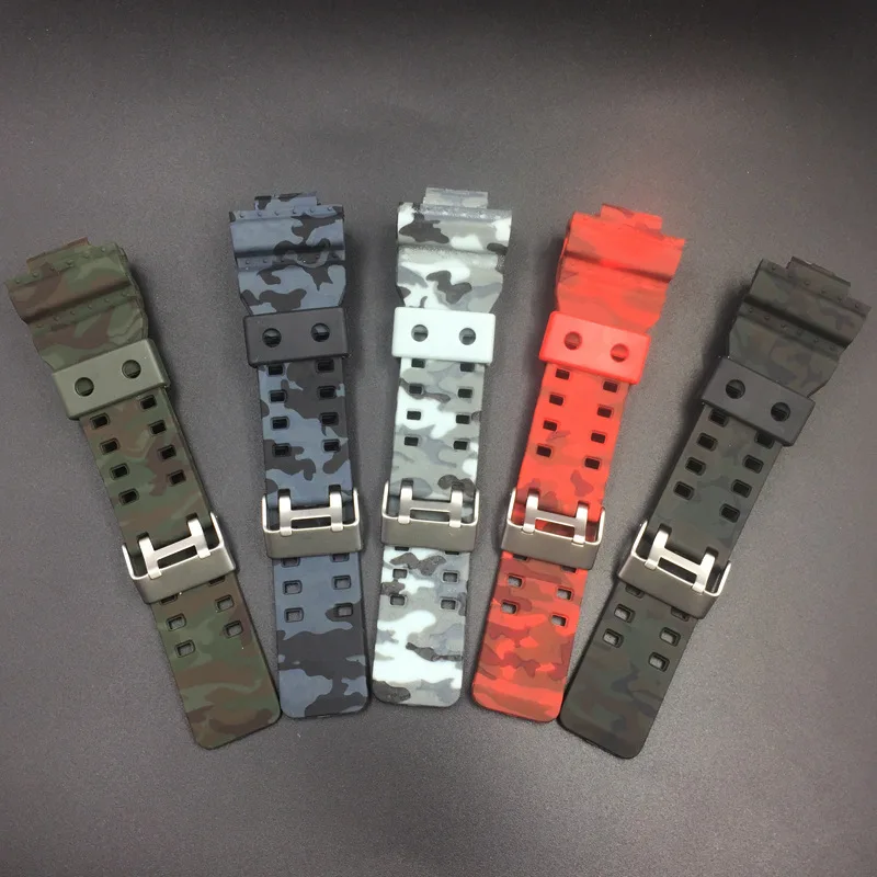 Ремешок сменный для Casio G-Shock GA-110 100 GA-200 GD-120 GW-8900 GR-8900 GLS-100 резиновый Камуфляжный