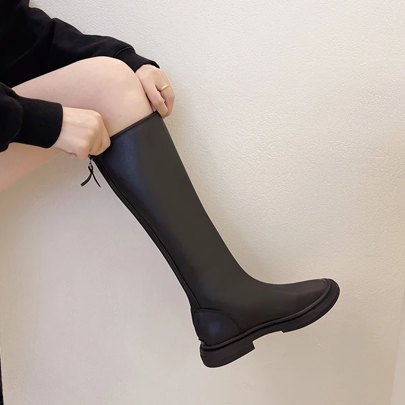 

Сапоги женские выше колена, высокий каблук, круглый носок, прорезиненная подошва, до середины икры, пикантные ботфорты, лето-осень 2021