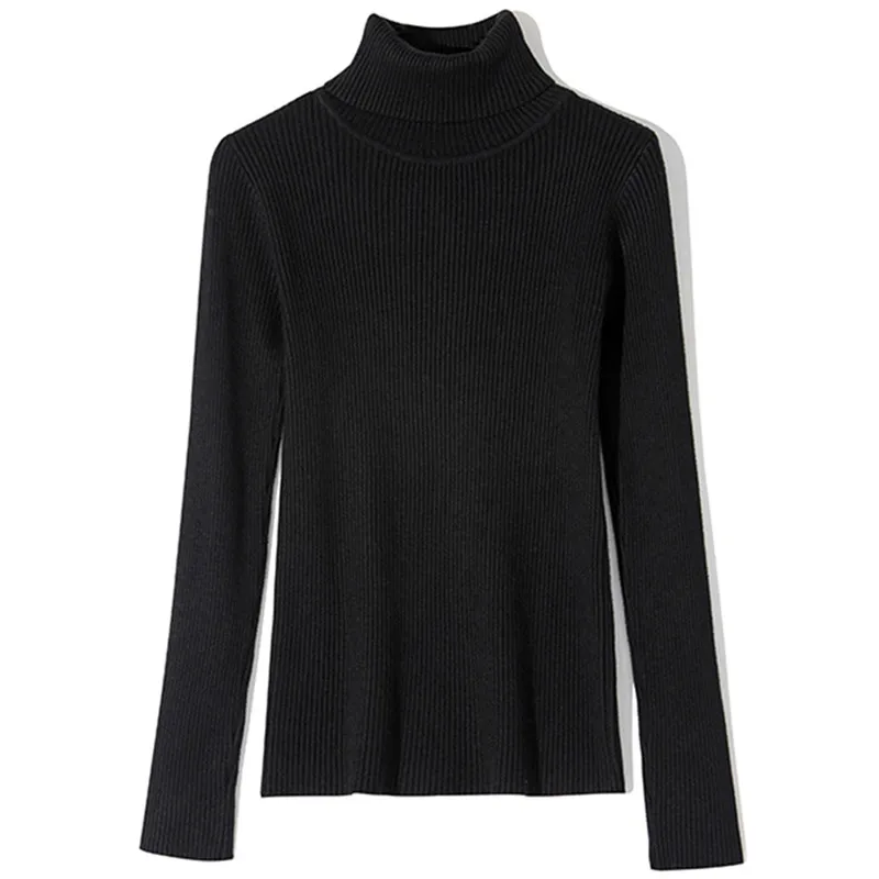 

Winter Knitted Jumper Turtleneck Tops Pullovers Casual Sweaters Women Shirt Long Sleeve Tight Sweater Girls Korean