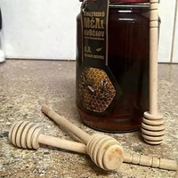 practical long handled wooden honey spoon stir stick spoon honey jar coffee milk tea supplies kitchen tools