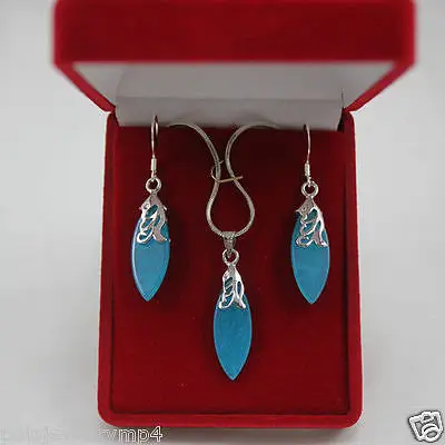 Горячая Распродажа новинка ювелирные изделия цвет нефритовый синий кулон серьги