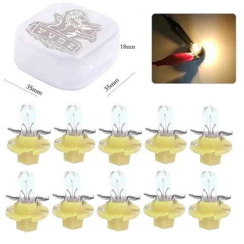 10 шт., B8.4D T5 светодиодный 12 В, Автомобильный интерьер, лампочки, высококачественные лампы для приборной панели, желтые автомобильные аксессуары