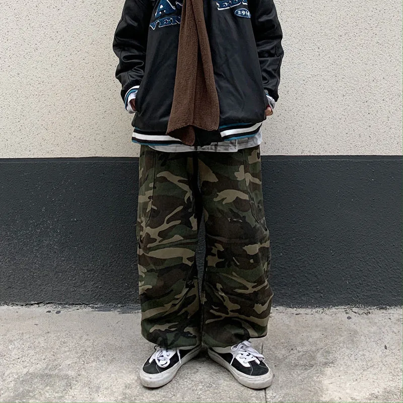 Женские прямые брюки-карго свободные камуфляжные с карманами уличная одежда