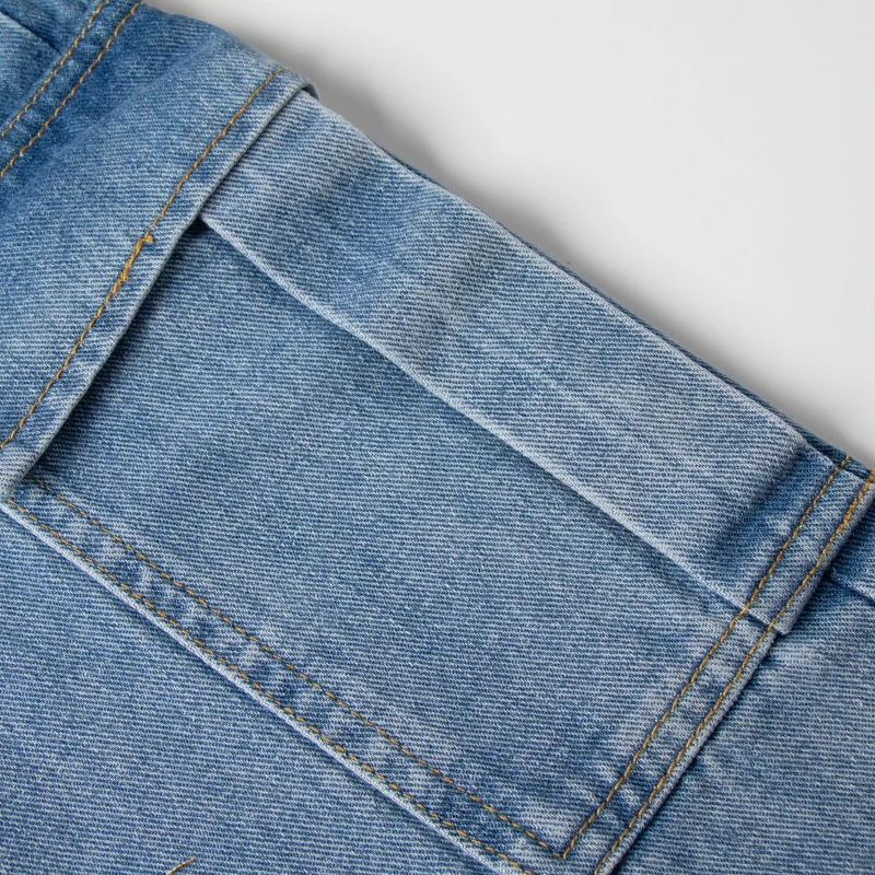 

Pocket Patchwork High Waist Jeans Loose Straight Tube Mopping Thin Wide Leg Tooling Pants Women Tide 100% Cotton