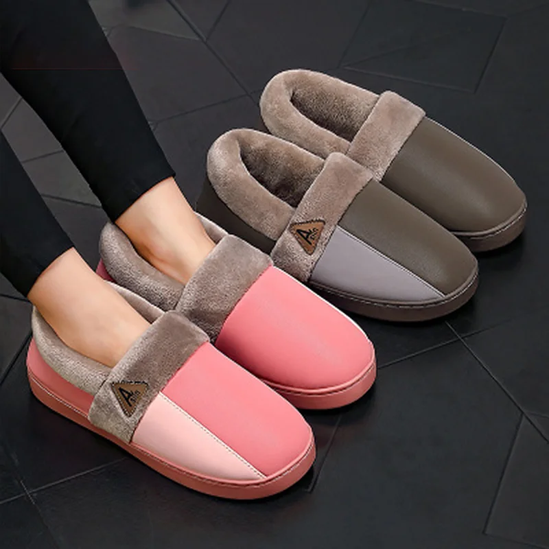 Толстые плюшевые теплые тапочки из хлопка домашняя обувь мужские меховые