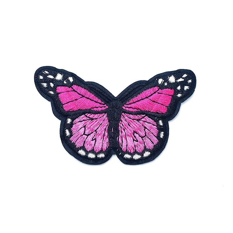 Вышитая нашивка аппликация сделай сам фиолетовая бабочка (Размер: 5 0 х8 см)