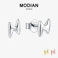 modian hot 100 925 sterling silver small lightning fashion stud earrings for women cute gold rose gold color fine jewelry