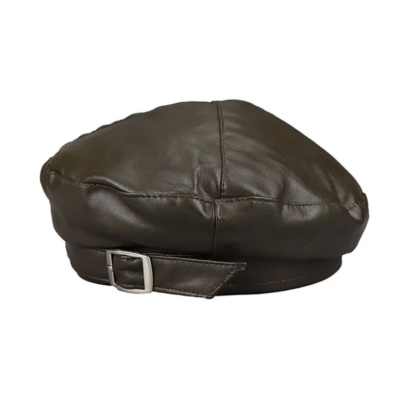 

шапка Stylish PU Leather Beret Hat For Ladies Fashionable Elegant Adjustable Dome Candy Color Cap For Autumn Spring