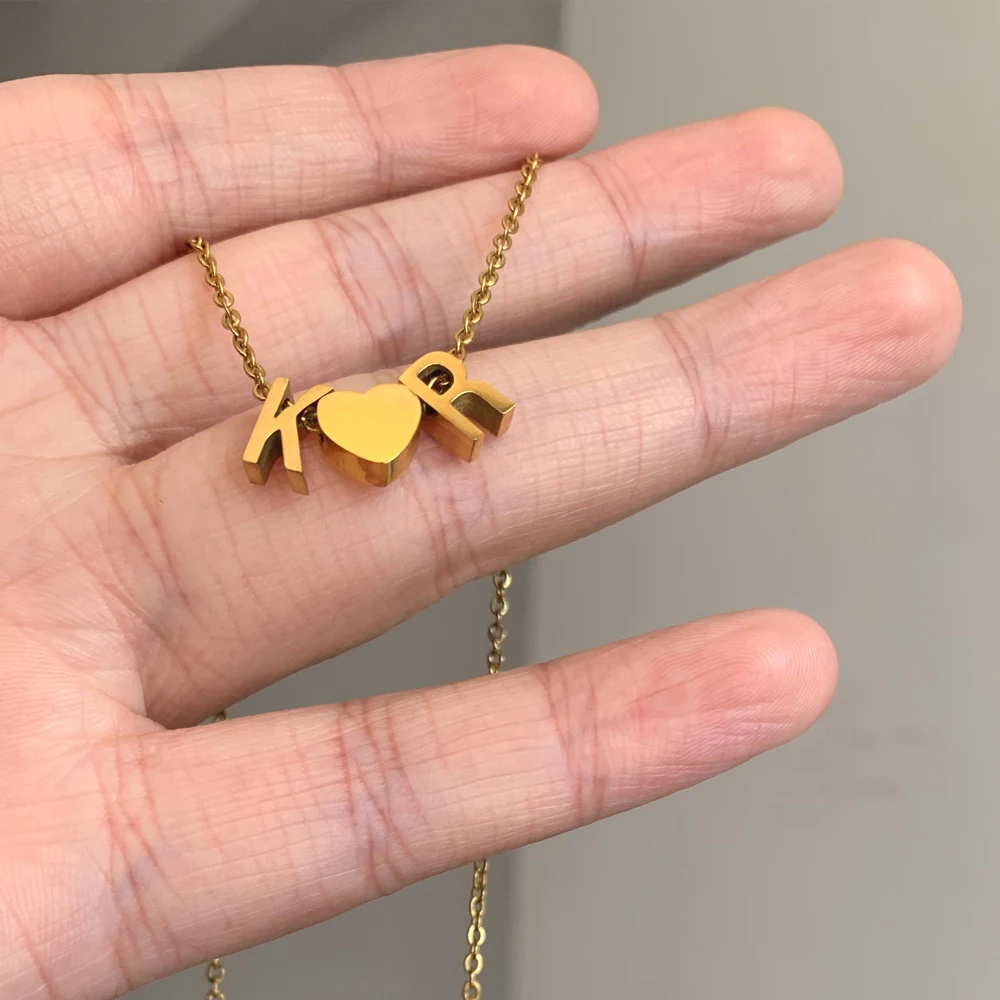 DIY A Z письмо имя сердце кулон колье с подвеской для женщин и мужчин золотой Цвет