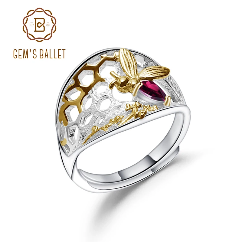 Женское кольцо ручной работы GEM'S BALLET Золотое с пчелиными сотами из