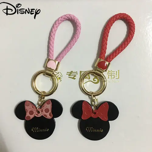 

Disney Keychain New Fashion Cute PU Mickey Minnie Car Keychain Creative Gift Bag Jewelry Pendant