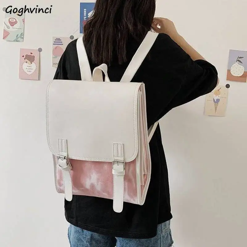 

Backpacks Women Patchwork Hasp Large Capacity 14 Inch Laptop Womens Teens Travel Schoolbags Fashion Multi-pocket Chic Casual Ins