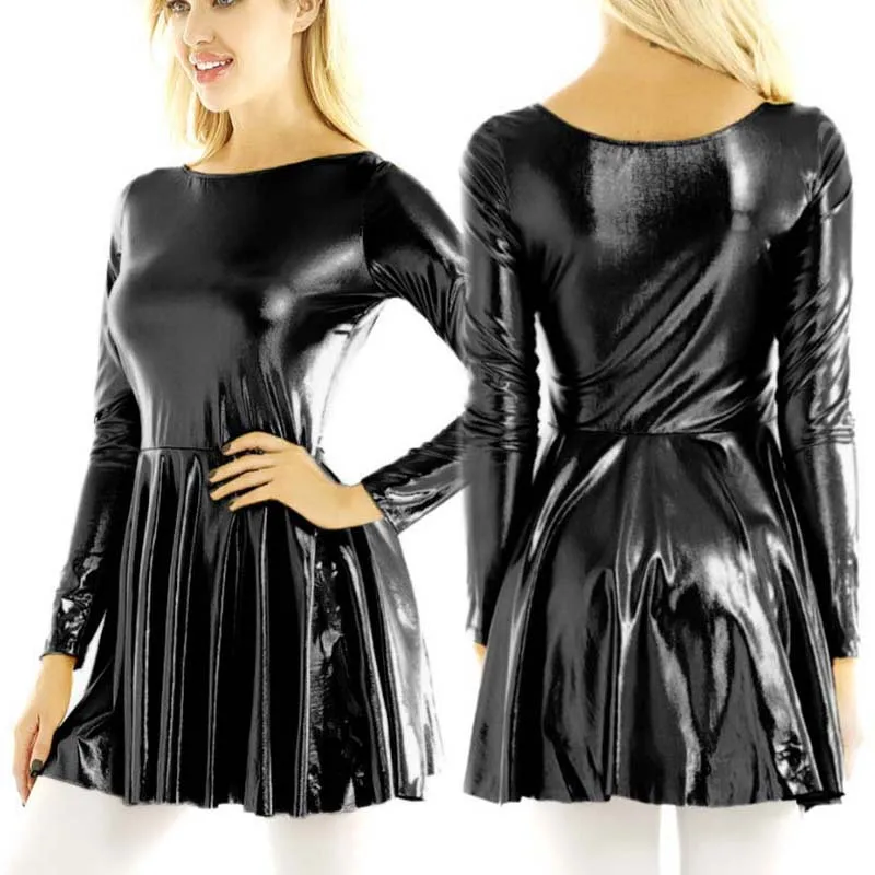 

Summer New Pop Women's Fashion Sexy Long Sleeve Ruffles Gold Black Silver Solid Bodycon High Street Women's Dress