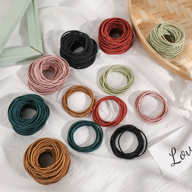 Новинка 100 шт./компл. цветные базовые эластичные резинки для волос женщин и