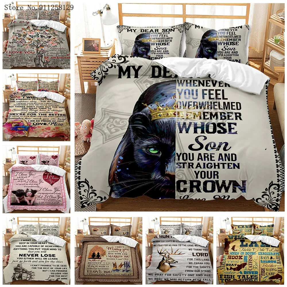 

2/3 Pieces For Son Daughter Partner Bedding Set Text Letter Duvet Cover For Bedroom Bed Quilt Cover Pillowcase (No Sheets)