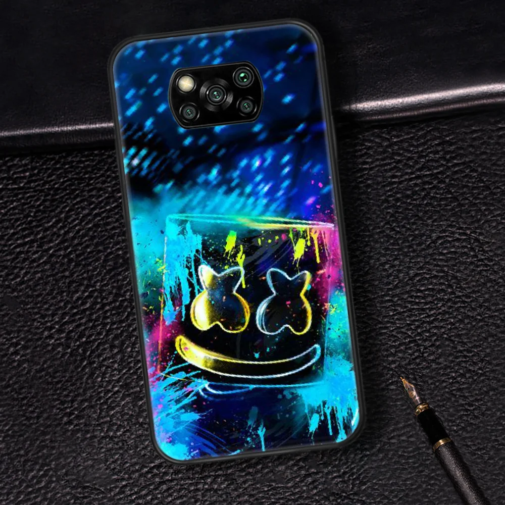 

DJ Marshmello Phone Case Cover Hull For Xiaomi Mi A2 A3 8 9 SE 9T 10 10T Lite Pro Ultra Poco X3 black Cover Trend Shell Painting