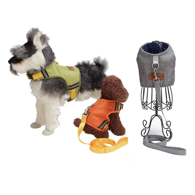 

New Pet Cat Dog Linen-proof Vest Chest Strap Dog Harness Vest With Traction Rope for Pet Dogs Cat