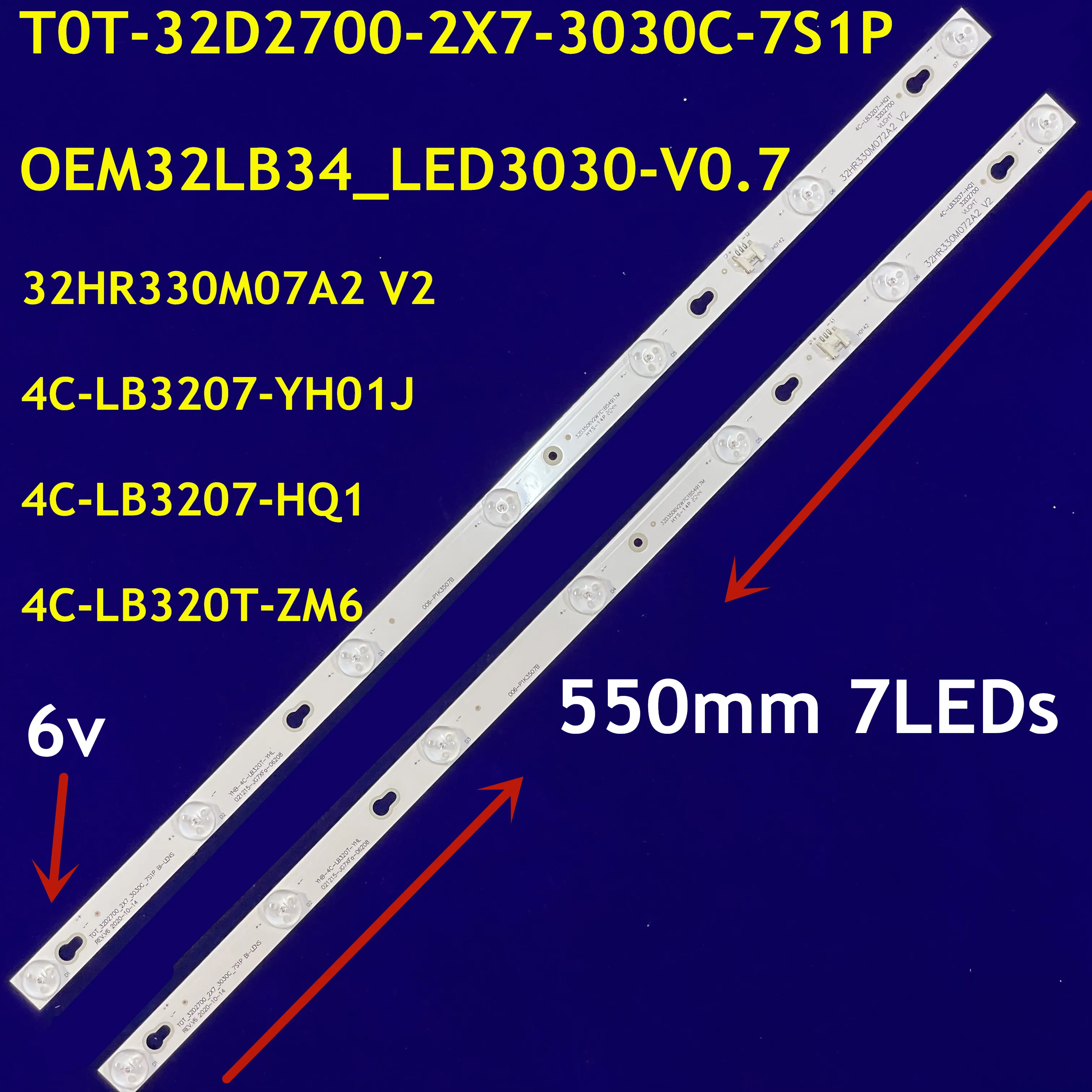 Светодиодная лента 7 ламп для TCL 32 ''TV 4C LB3207 HQ1 32HR330M07A2 V2 L32E181 L32F1620B L32F1680B L32F3301B L32F3303B