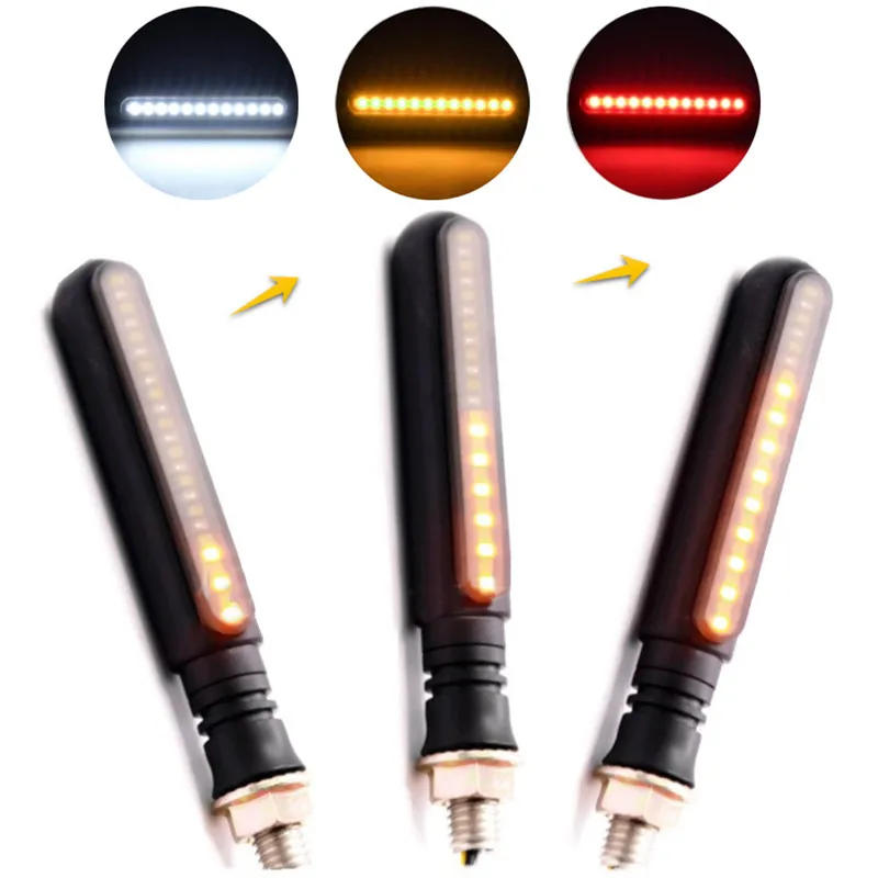 

2Pcs Universal flowing water flicker led motorcycle turn signal Indicators Blinkers Flexible Bendable Amber light lamp#290443