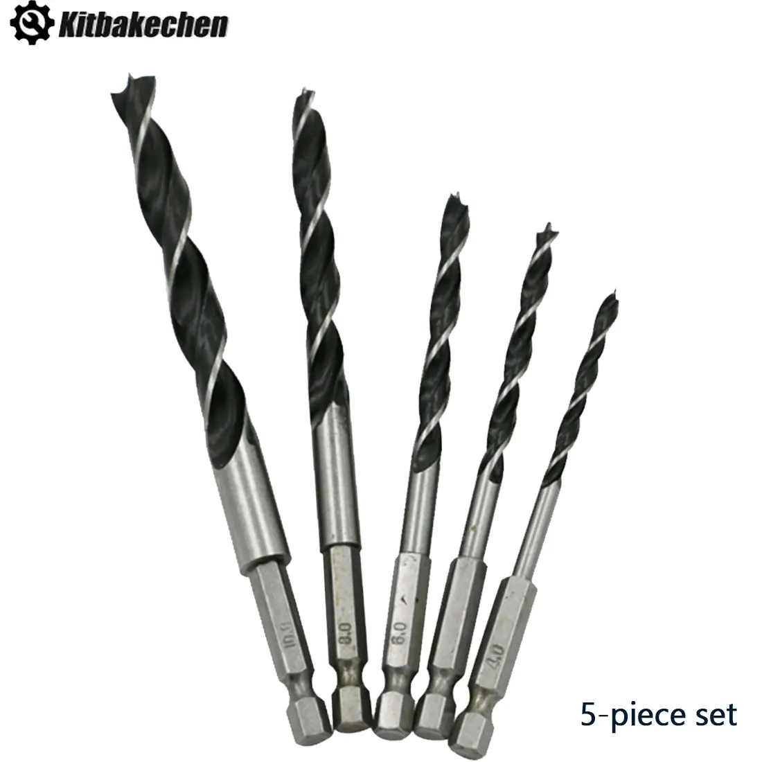 

Quick Change Metal Working Tools 1/4 Hex Shank Wood HCS Rustproof Woodworking Tools Drill Hexagonal Shank 5pcs Drill Bit Set