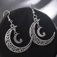 hollow hollow earrings crescent shape pendant personality fashion exaggerated double crescent star earrings wholesale