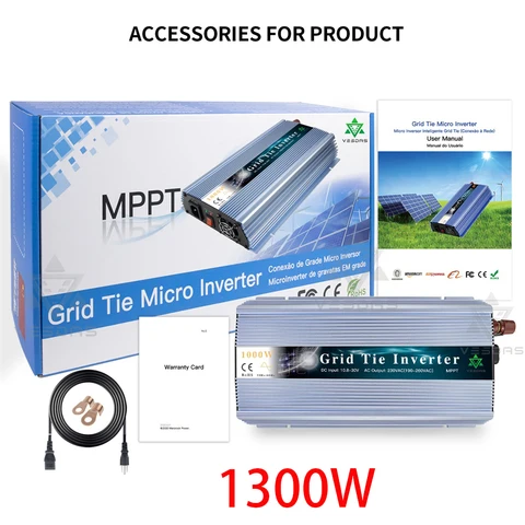 Микроинвертор GTI 1000 Вт 1300 Вт PV солнечный Grid-Tie инвертор MPPT 18 в 36 В постоянного тока, чистая синусоида, 110 В 220 В переменного тока для 36 60 72 ячеек