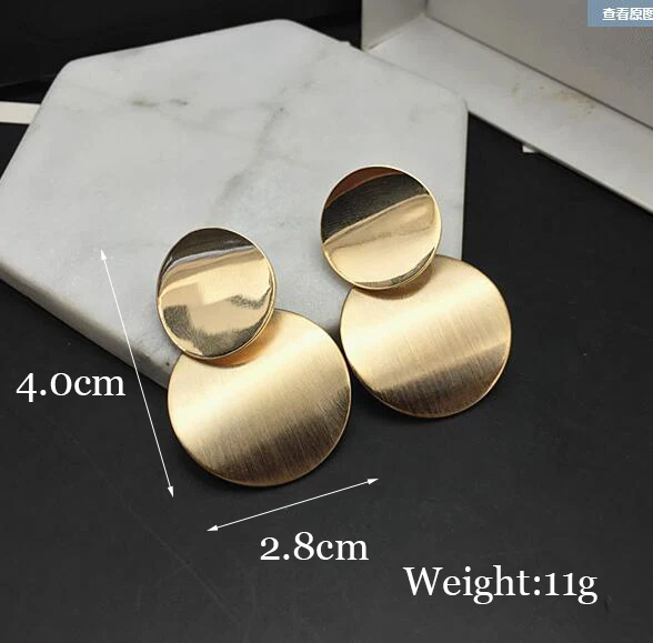 Модные большие круглые висячие серьги золотого и серебряного цвета в японском