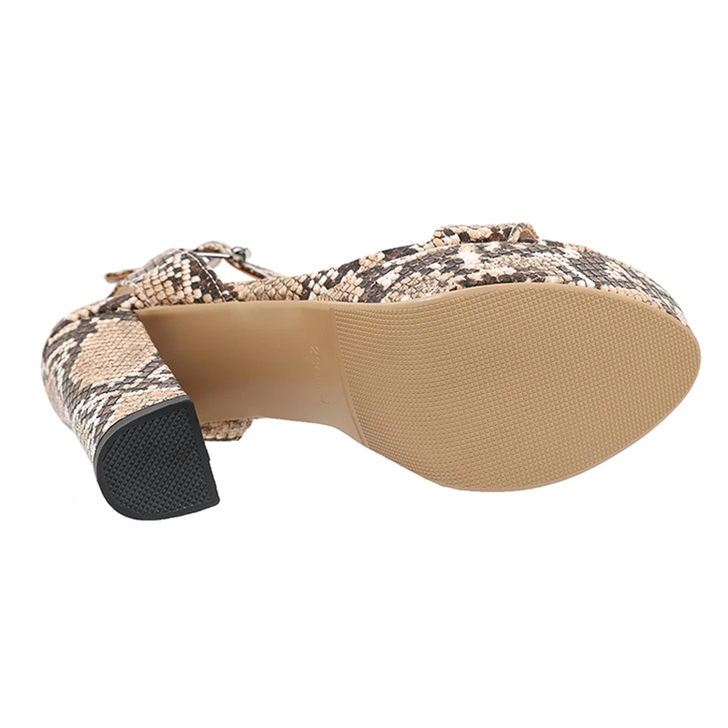 

2020 New Ankle Strap Stiletto High Heels Peep Toe Leopard Block Heels for Women Summer Sandals Platform Shoes