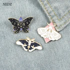 XEDZ, эмалированная брошь с изображением мультяшных животных, мотылька, Бабочка, модный кокон-бабочка, БелыйЧерный мотыльчатый значок, аксессуары для одежды