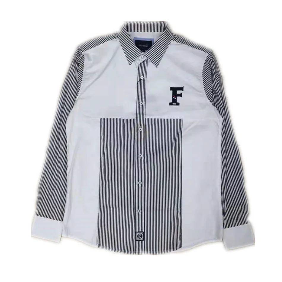 Faconnable рубашка с вышивкой camisa masculina мужские рубашки длинным рукавом 100% хлопок Social