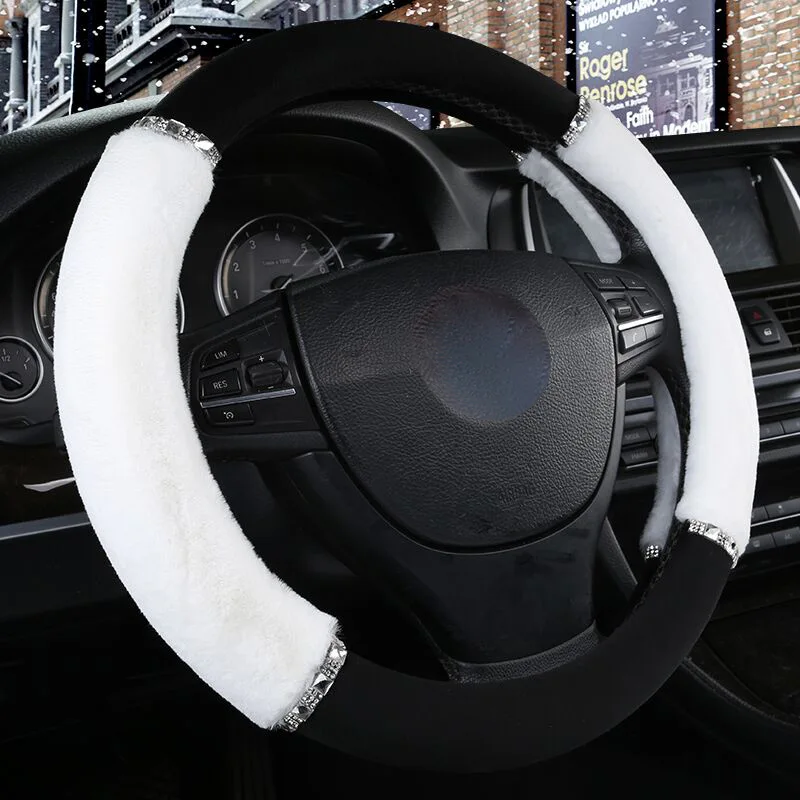 DUKEAUTO шерсть плюшевая оплетка посуда тепло милый чехол рулевого колеса